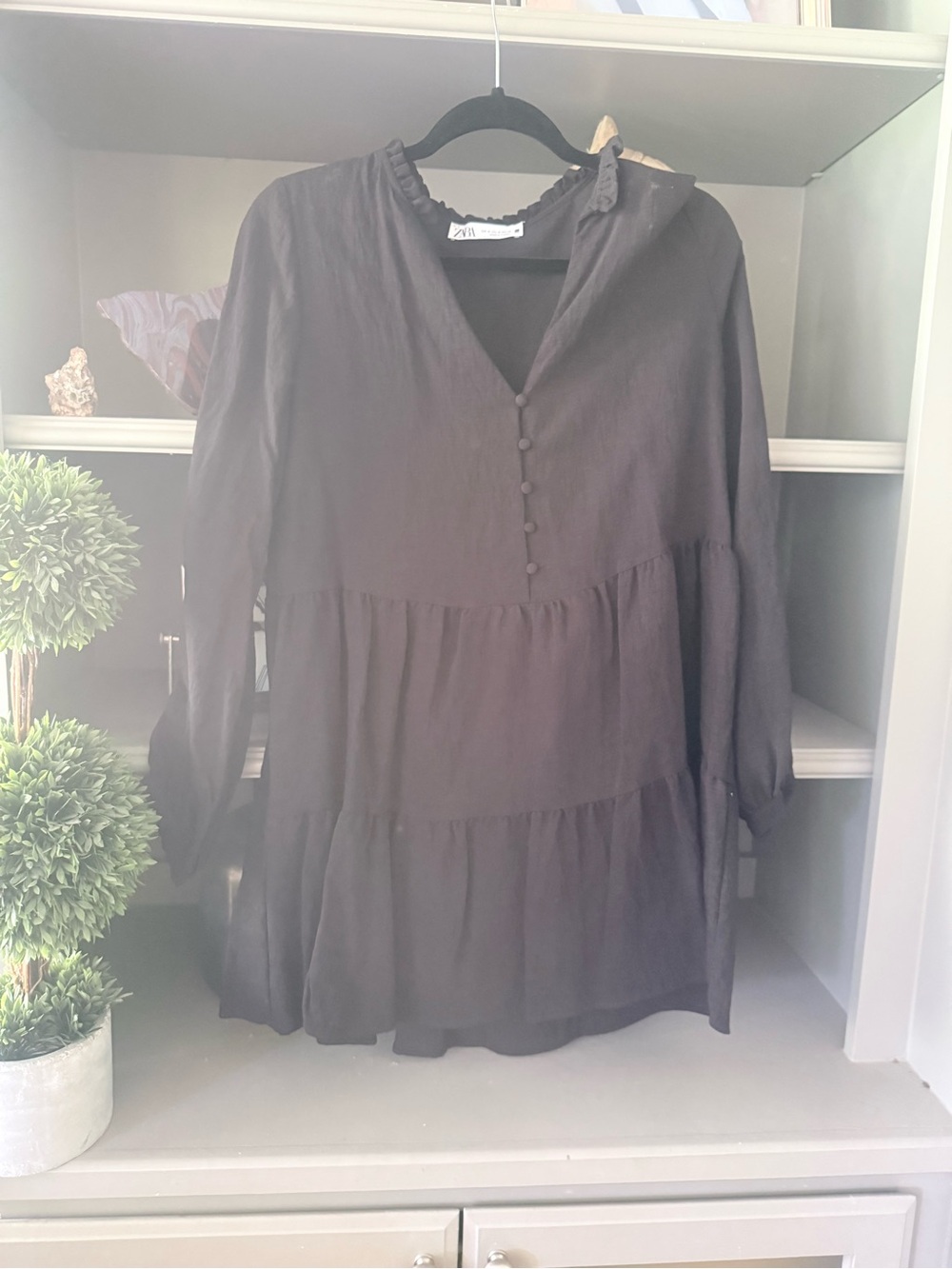 Black Tiered Button Front Dress/Tunic